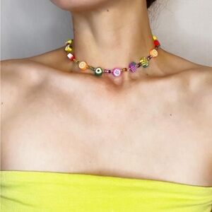 Y2K Kidcore - Fruit 🍓🍊🍋🍉 Beaded Choker Necklace